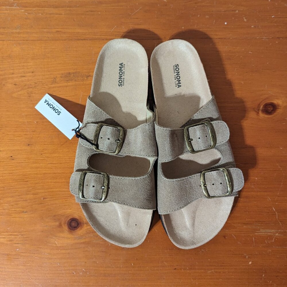 *NWT* Sonoma suede slide Sandals, size 8